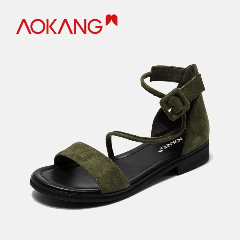 AOKANG Shoes Woman Sandals Summer Ankle Strap Open Toe Platform Wedge riband Gladiator Zipper Rome Women | Обувь