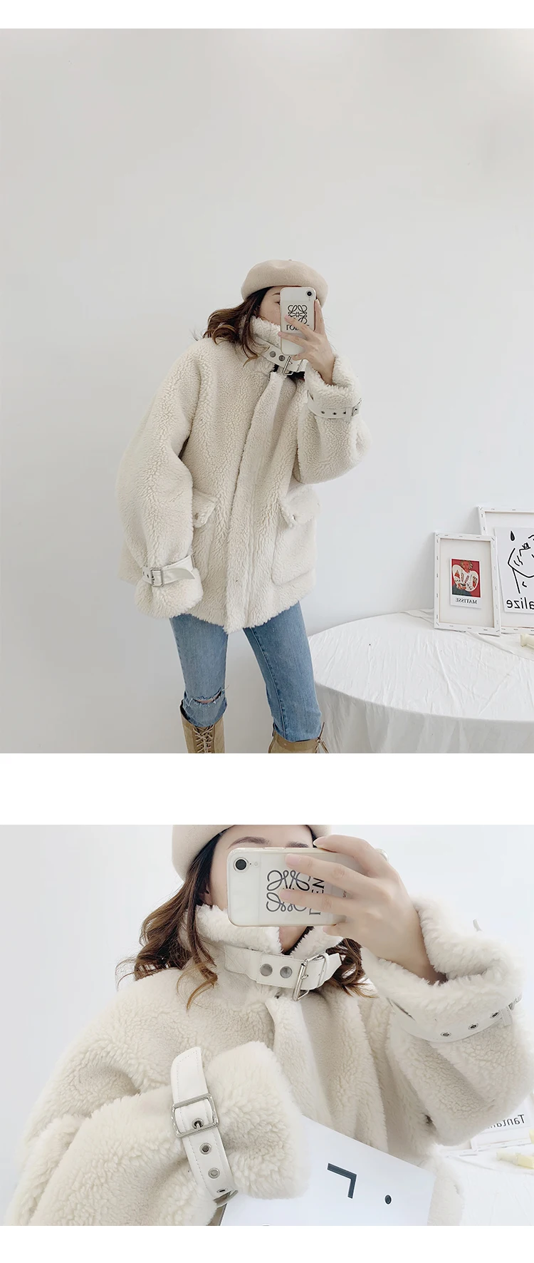 OFTBUY, зимняя женская куртка, 50% шерсть, искусственный мех, пальто, гранулы, Овечья стрижка, пальто, женская короткая куртка, Повседневная теплая уличная одежда