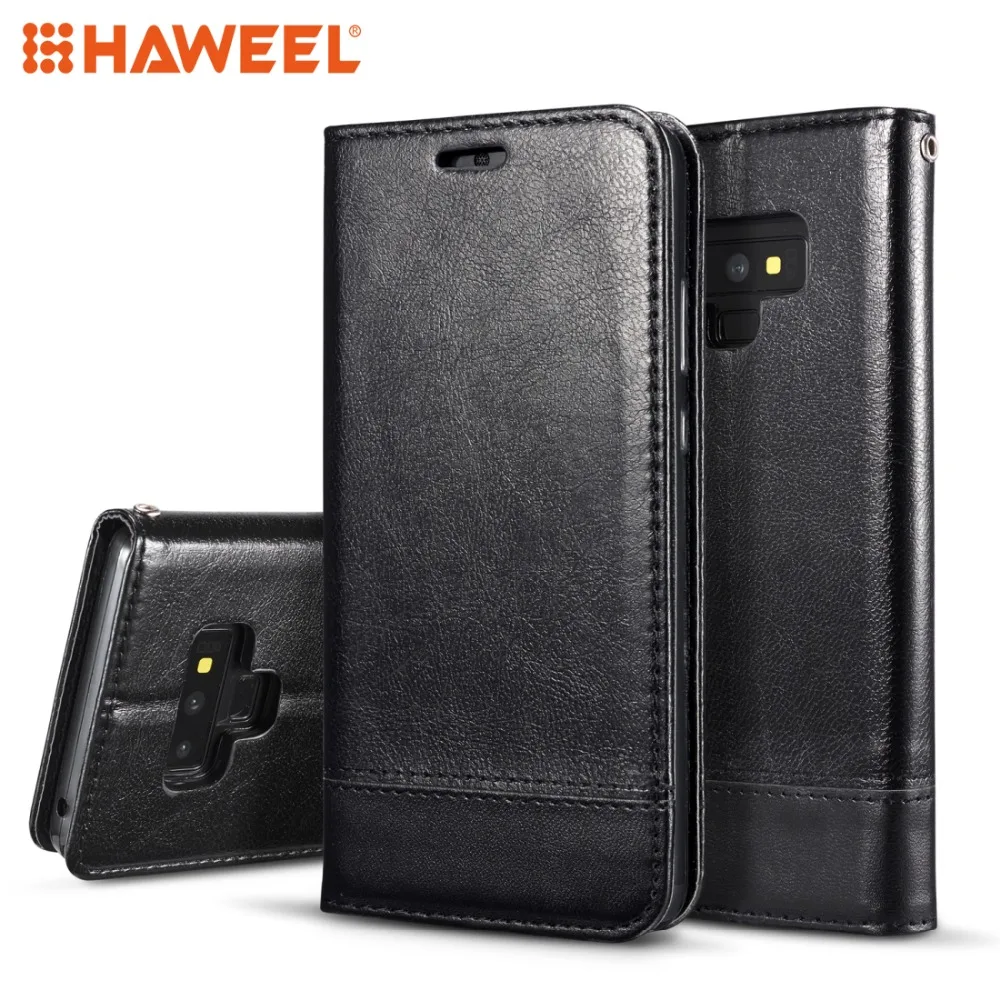 

HAWEEL For Galaxy Note9 Horizontal Flip Leather Case Double-sided Absorption Splicing Cover with Holder & Card Slots & Lanyard