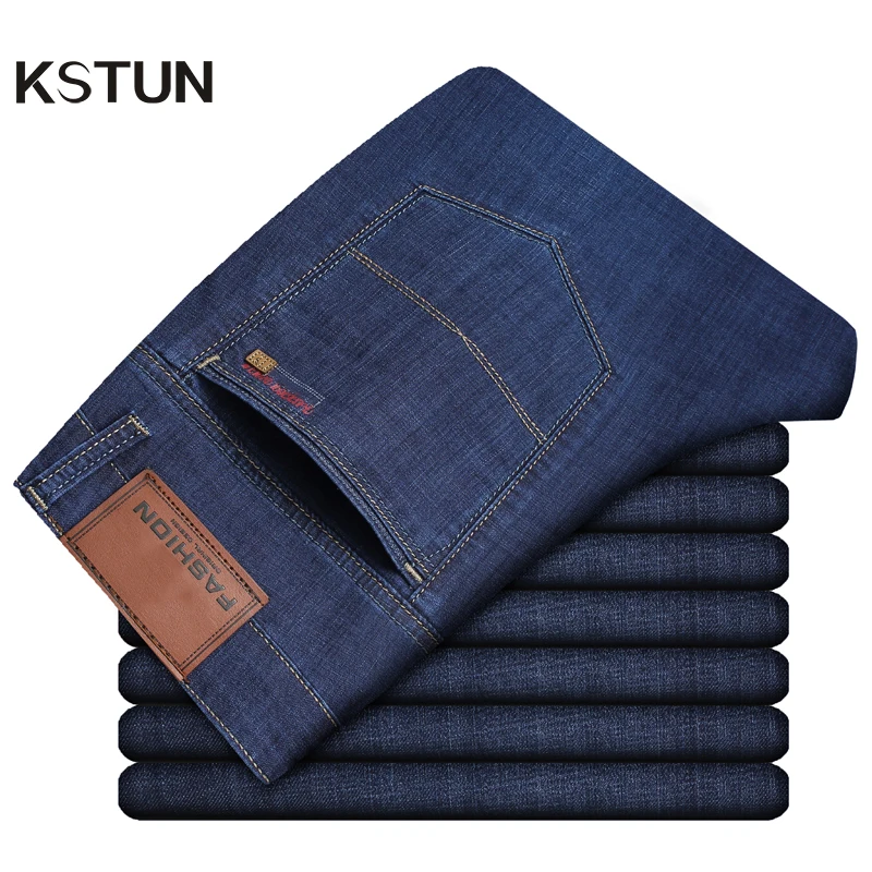 

2021 Summer Jeans Men Blue Direct Straight Stretchy Business Casual Ultrathin Soft Breathabel Men's Clothing Male Jeans Homme