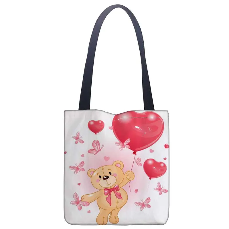 Сумка-тоут с симпатичным медведем для женщин тканевые экологически чистые