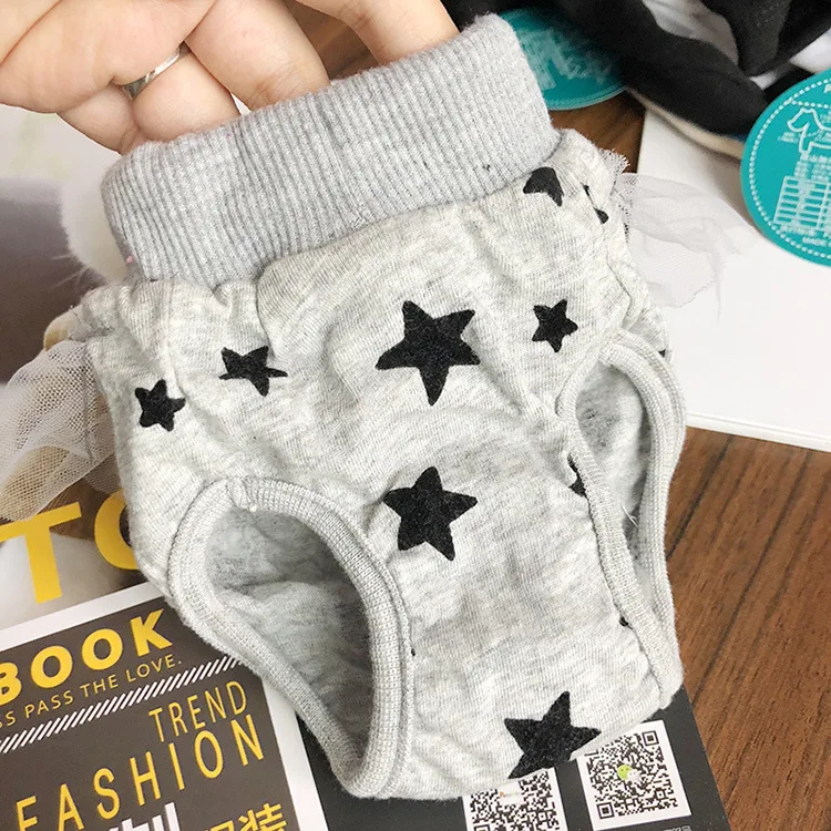 

Hot Pet Dog Grey Star Physiological Pants Puppy Dog Underwear Suspender Dog Cute Shorts Diaper Sanitary Briefs Panties Clothes