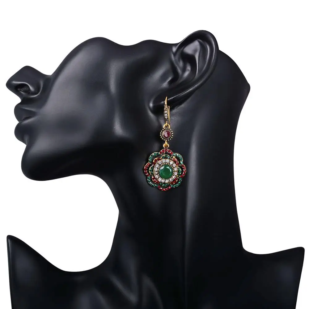 Новинка 2017 винтажные богемные серьги-Крючки с кристаллами античные золотые