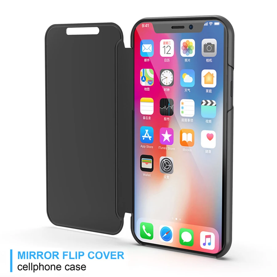 Роскошный зеркальный флип Стенд Smart View чехол для iPhone 6 7 8 6s Plus модные чехлы X XS Max XR