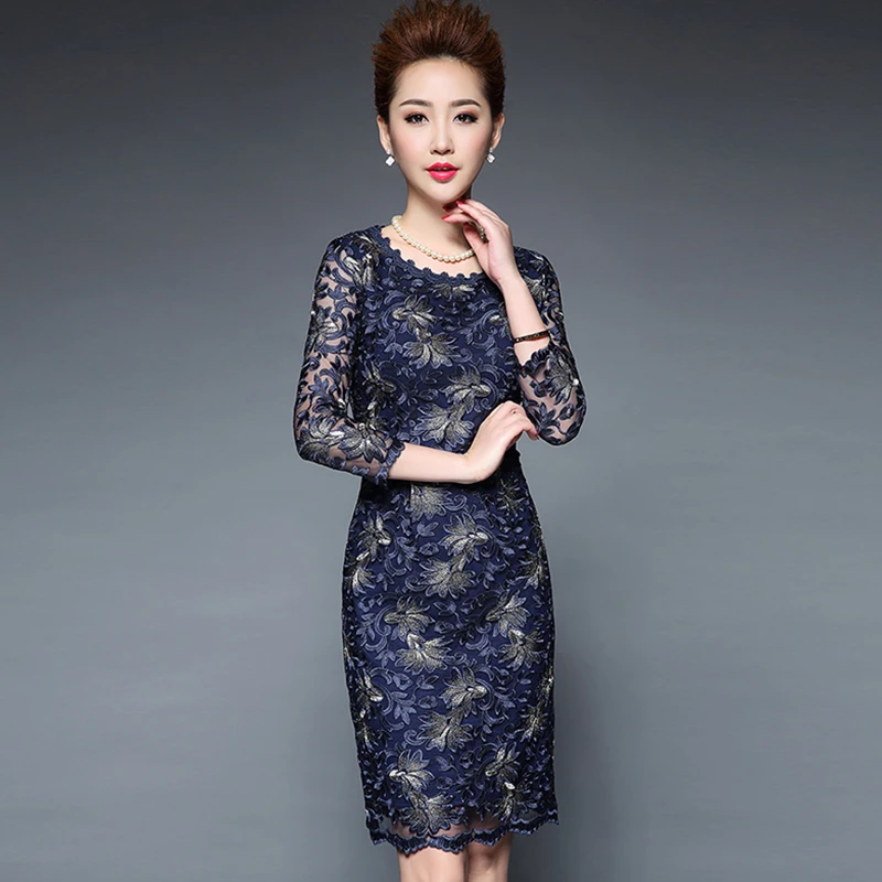 Новинка 2017 летнее женское платье среднего возраста с вышивкой больших размеров