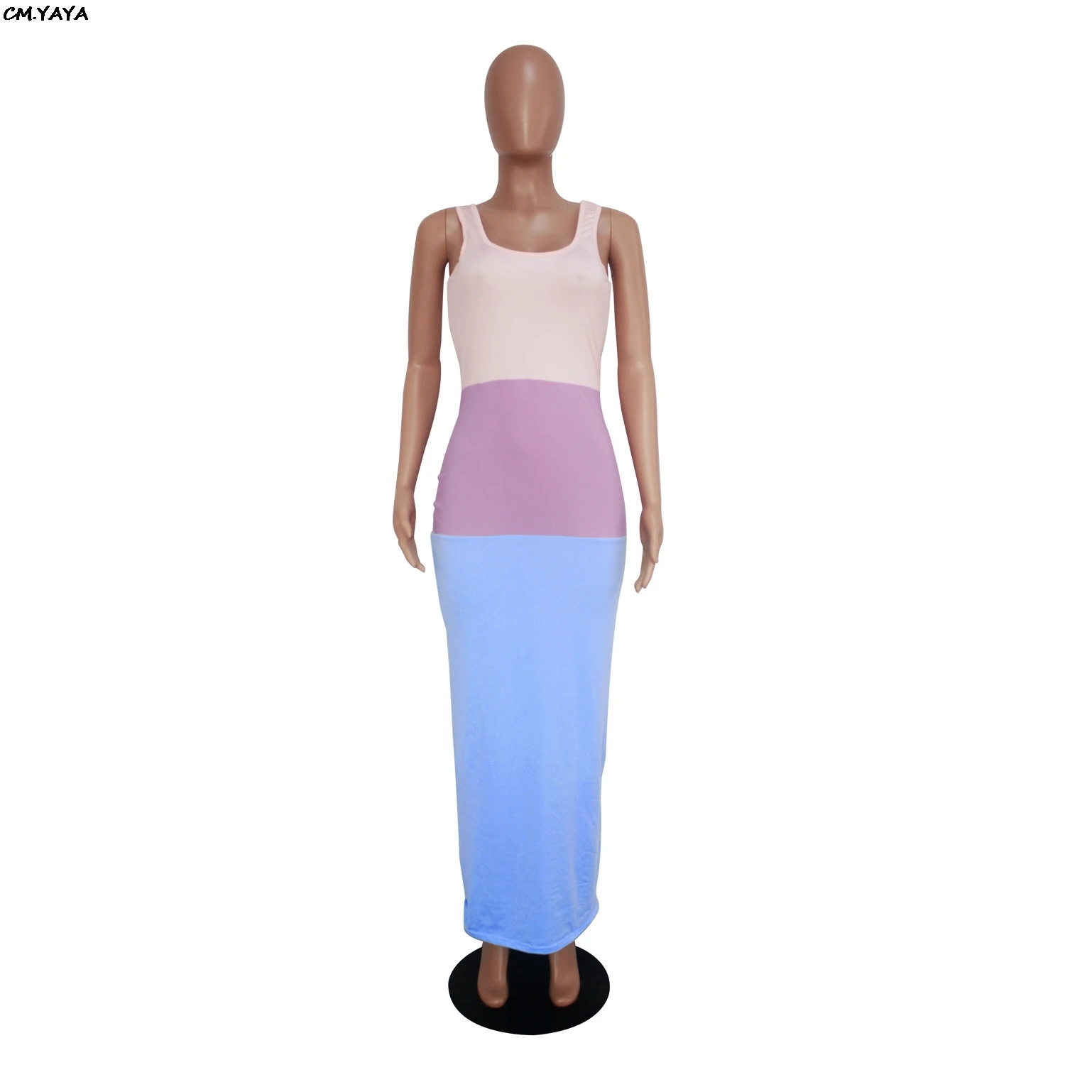 Женское разноцветное платье макси без рукавов повседневное длинное в стиле