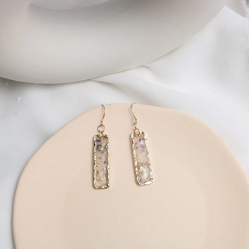 Black Shell Drop Ear Сережки SUKI из Натуральной Черной раковины, клипсы для ушей без отверстий, Геометрические Квадратные сережки-клипсы без пирсинга, простые женские сережки - Окраска металла: Black Shell Drop Ear