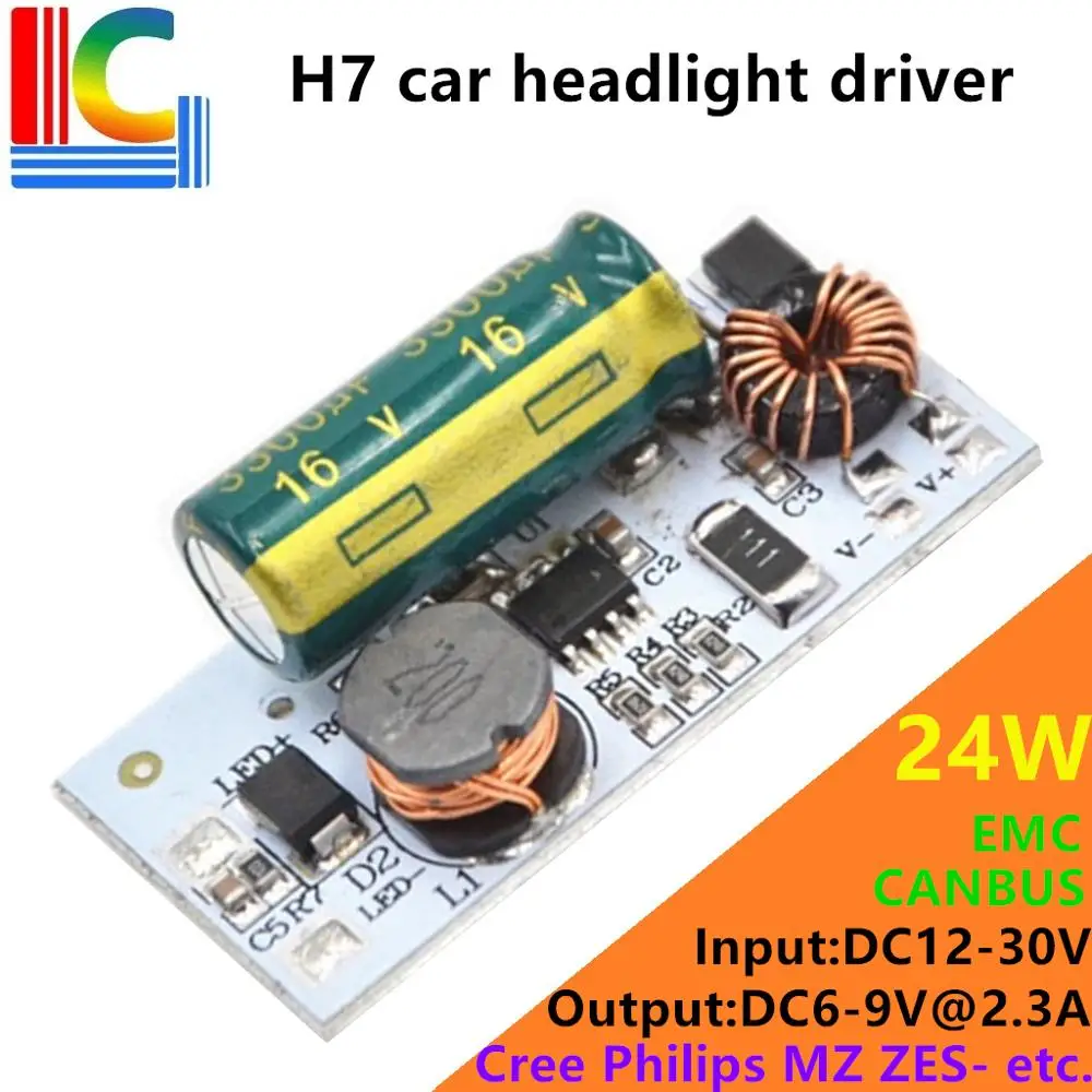 Светодиодный драйвер для автомобильных фар 24 Вт H1 H3 H7 H11 9005 9006 EMC CANBUS постоянный