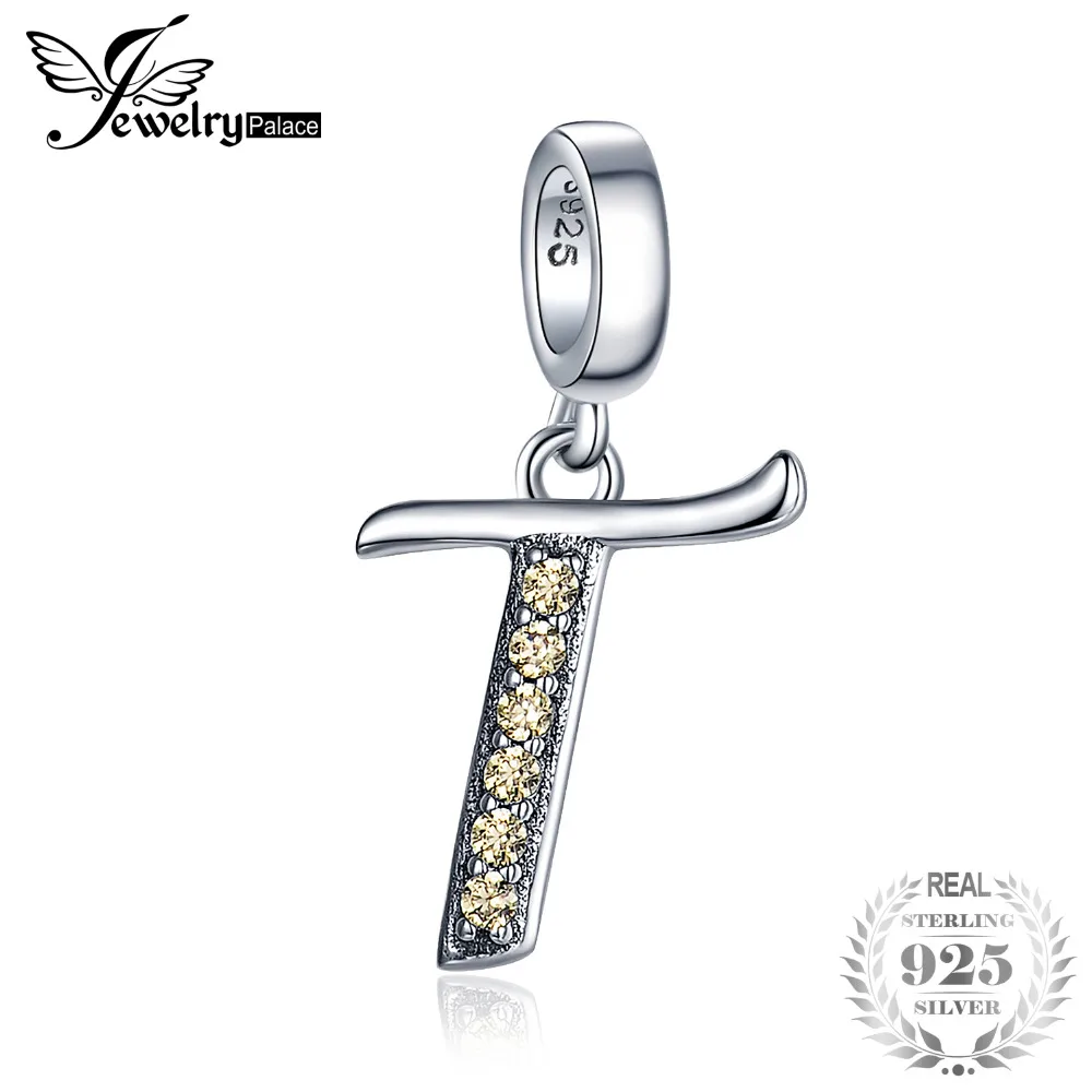 JewelryPalace золотисто желтый кубического циркония Письмо T мотаться бисера Шарм Fit
