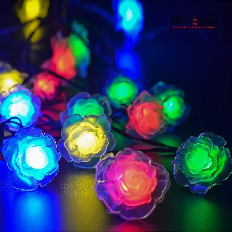 Солнечная наружная садовая Ландшафтная лампа роза гирлянда 30LED Праздничная