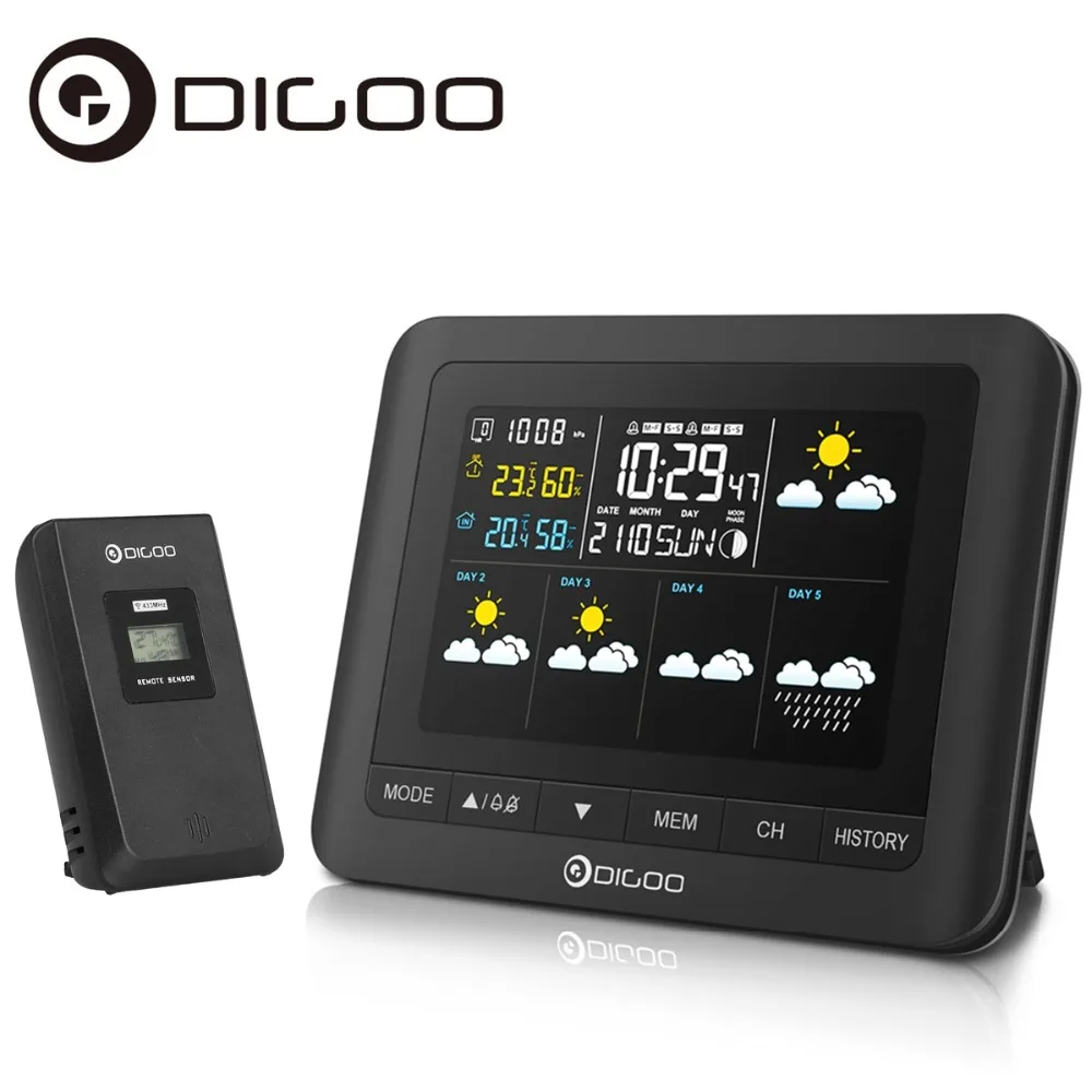 Digoo DG TH8805 Беспроводная Forcast версия Метеостанция цветной экран давление гигрометр