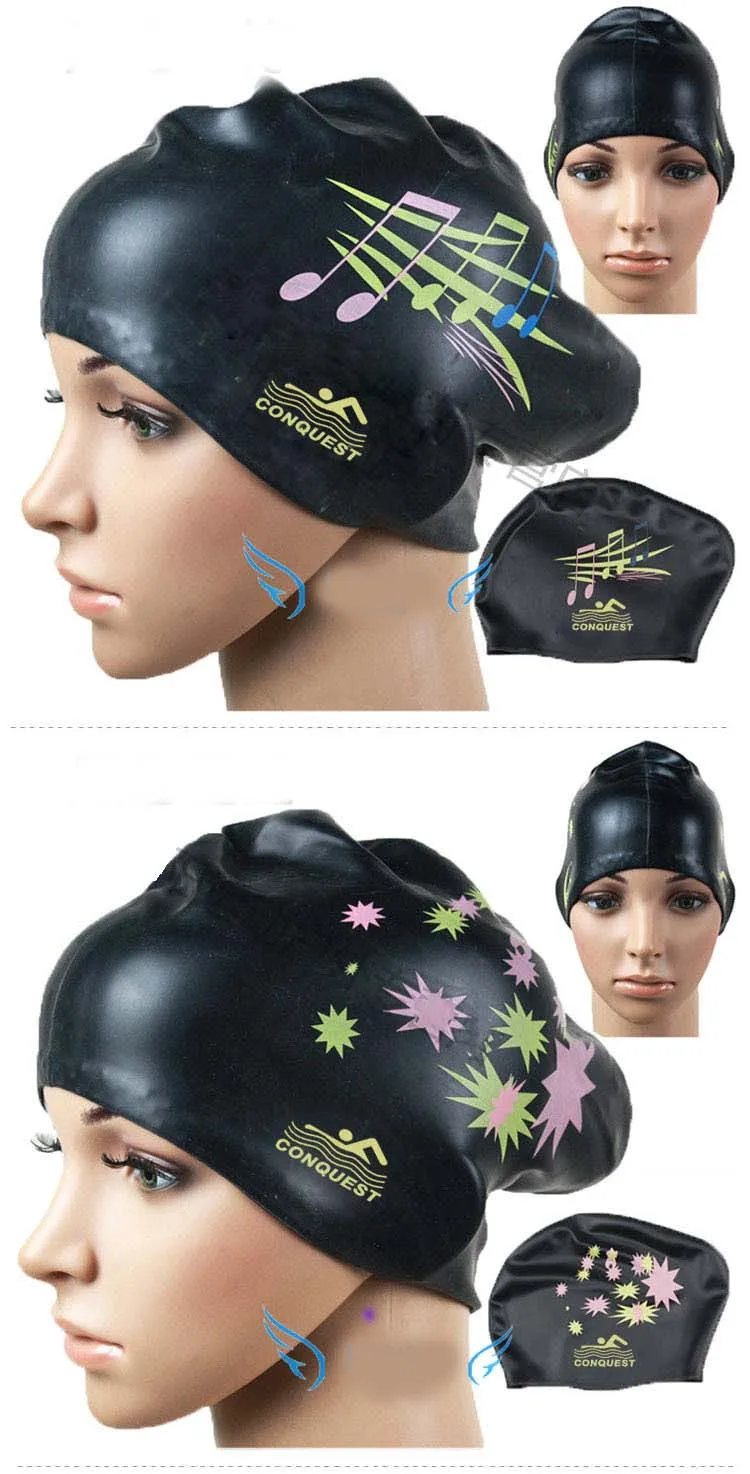 Женские плавающие шапки силиконовые супер большие длинные волосы для девочек