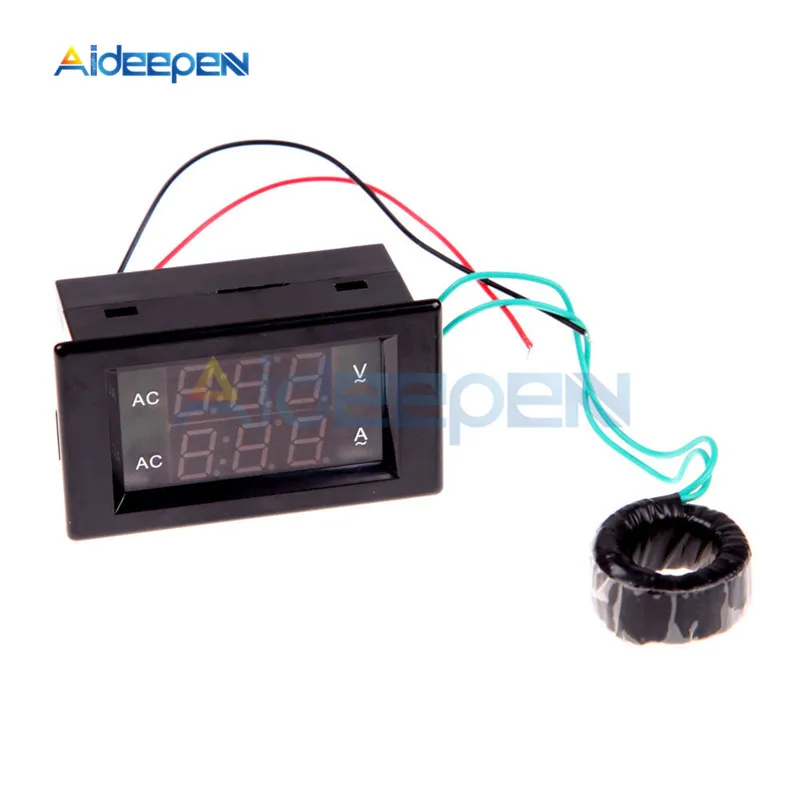 100A Black 100A 200A AC 110 В 220 В светодиодный цифровой амперметр вольтметр напряжение измеритель тока красный зеленый дисплей с индуктивностью переменного тока 100-300 в 80-300 в - Цвет: 100A Black