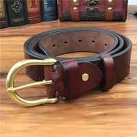 brass belt buckle men belt genuine leather belts men leather vintage cowboy jeans male strap ceinture homme riem mbt0004