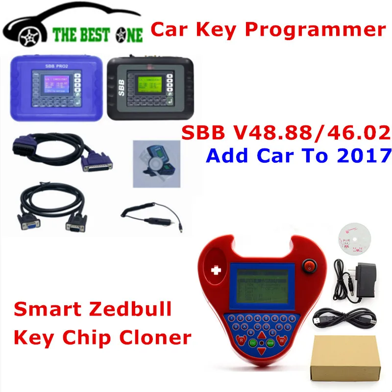 DHL Бесплатная Авто программатор ключей SBB PRO2 V48.99/V48.88/V46.02/V33.02 + мини Zed bull V508 чипа Cloner