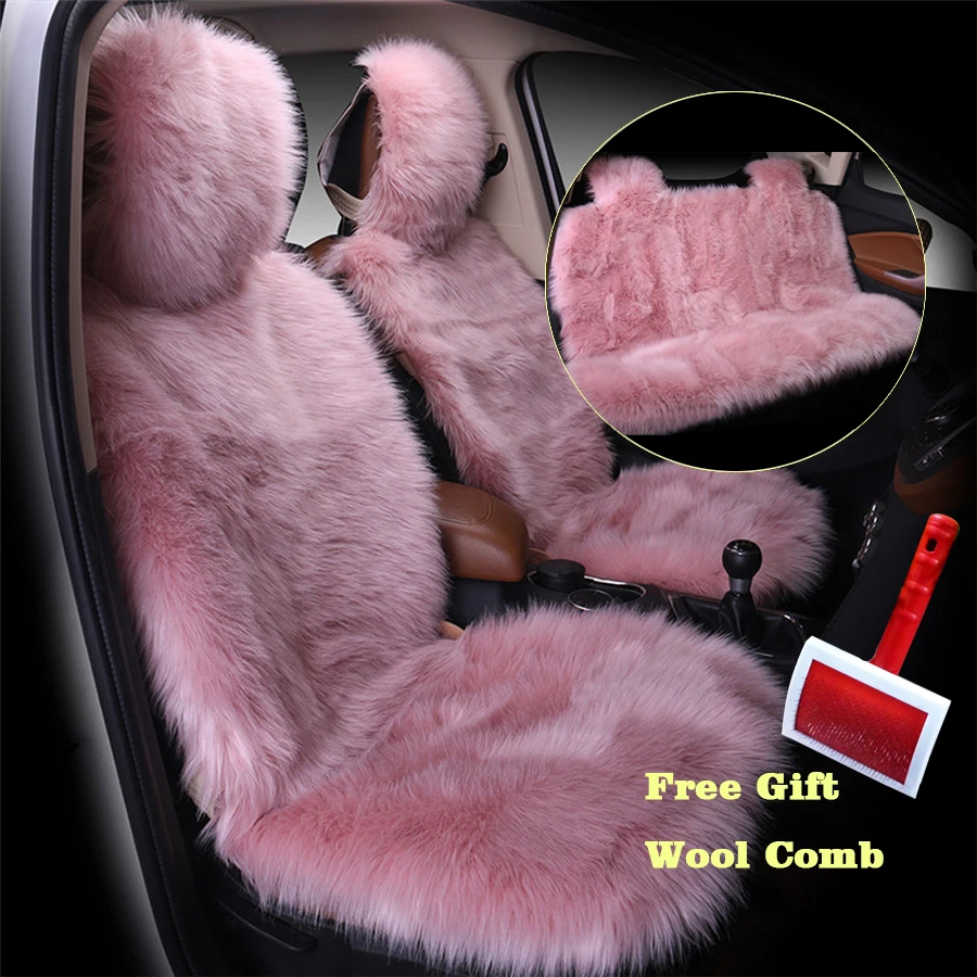 3 шт./компл. розовый цвет чехол на переднее и заднее сиденье автомобиля пушистый