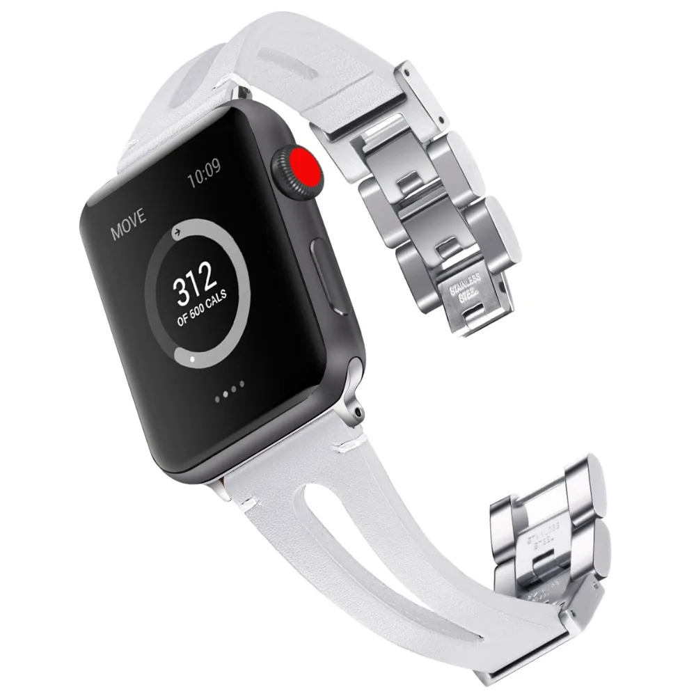 Ремешок из натуральной кожи для Apple watch band 44 мм/40 мм 42 мм/38 металлический браслет с