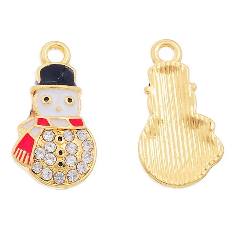 5 Pcs Snowman Pendants Enamel Rhinestone Setting Christmas X-mas | Украшения и аксессуары