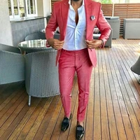 latest design red business men suits pants beach wedding man blazer jacket groom tuxedo 2piece terno masculino costume homme