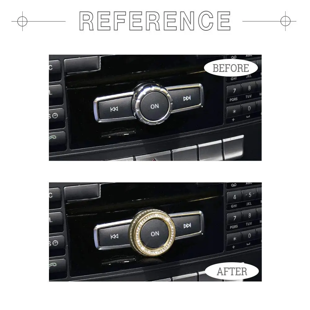 

Compatible Volume Media Control Knob Caps Mercedes Benz Accessories Parts Bling Covers Decals Stickers Interior Decorations AMG