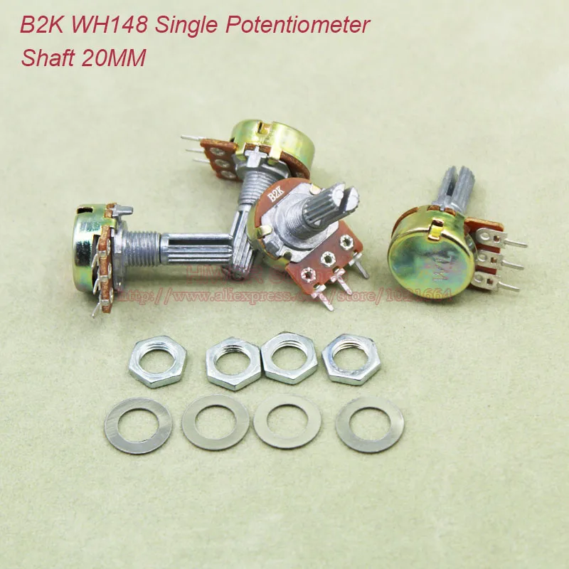 (10 шт./лот) B2K 2K OHM 2KOhm WH148 Линейный одиночный поворотный потенциометр горшок с валом
