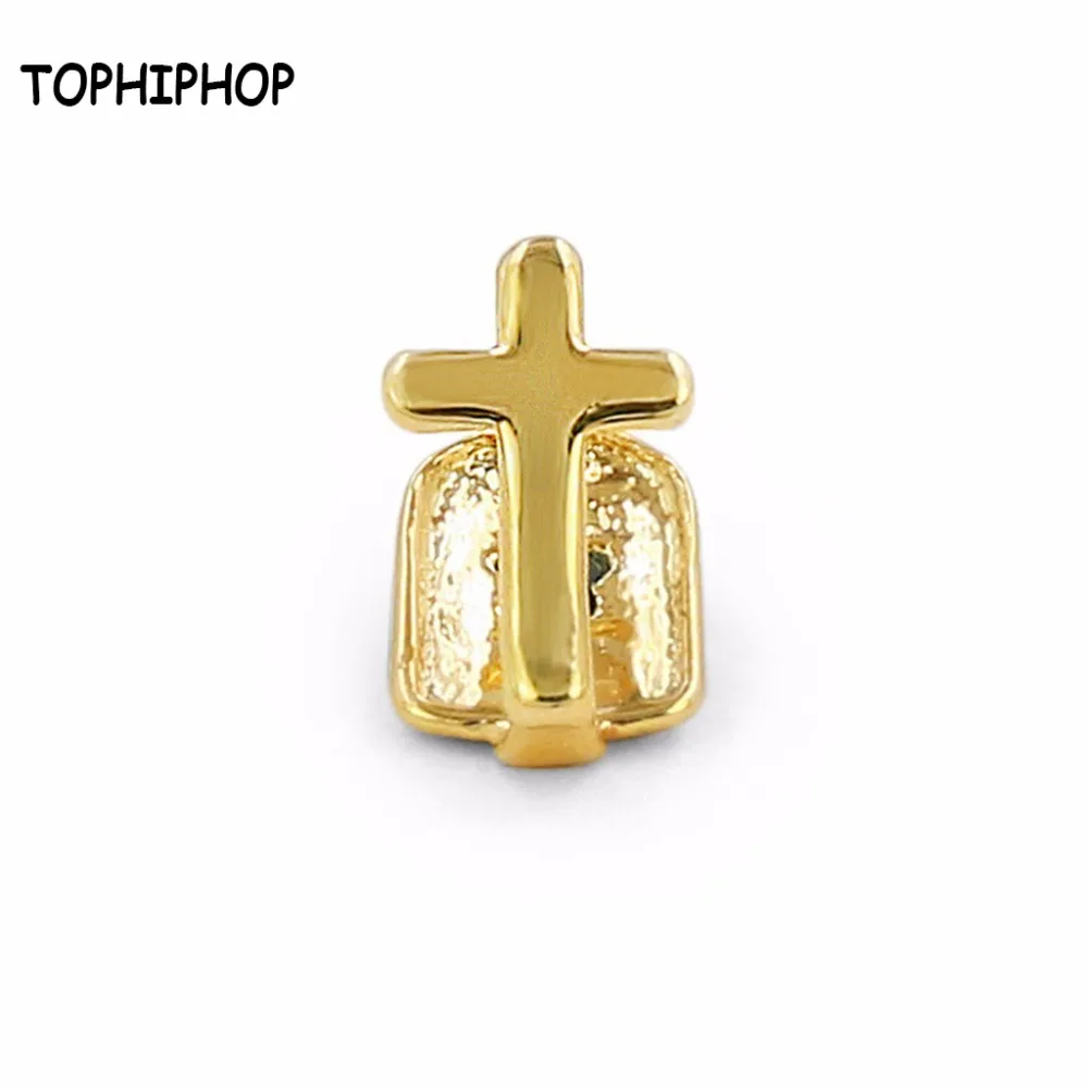 

TOPHIPHOP 1 Piece Single Tooth Hip Hop Cross Golden Barbecue Geometric Tooth Cap Body Jewelry Cosplay Men's and Women's Jewelry