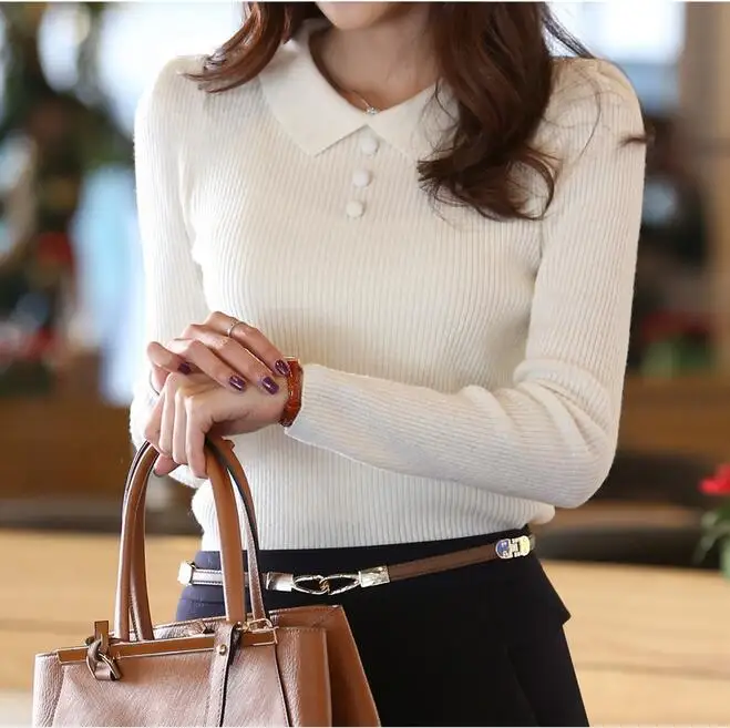 2016 женский свитер пуловер модный осенний зимний теплый с вырезом Повседневный