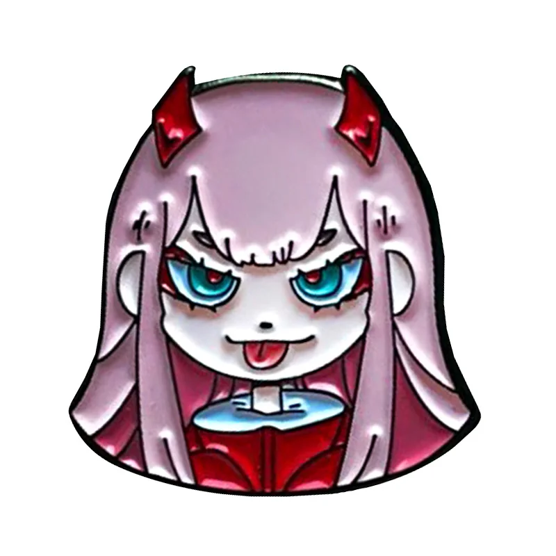 Заколка Для лацканов Zero Two kawaii аниме девочка Брошь Розовый значок для волос