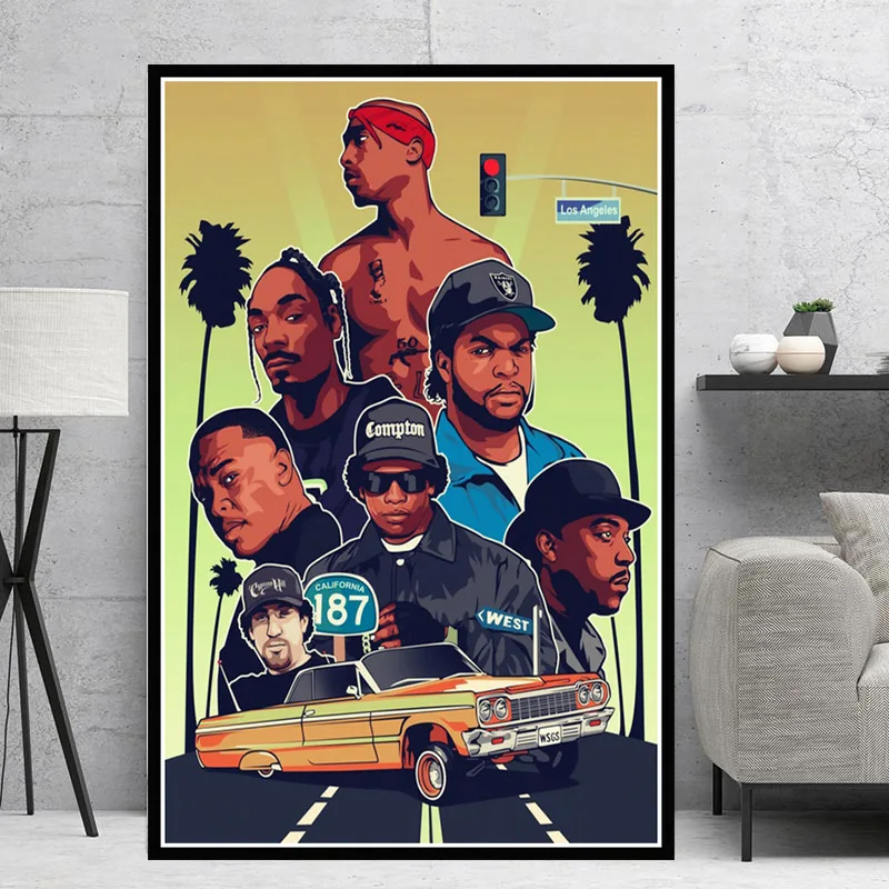 2PAC JAY Z N.W.A West Hip Hop Biggie Smalls Rapper коллаж звёзды постеры картина настенное искусство