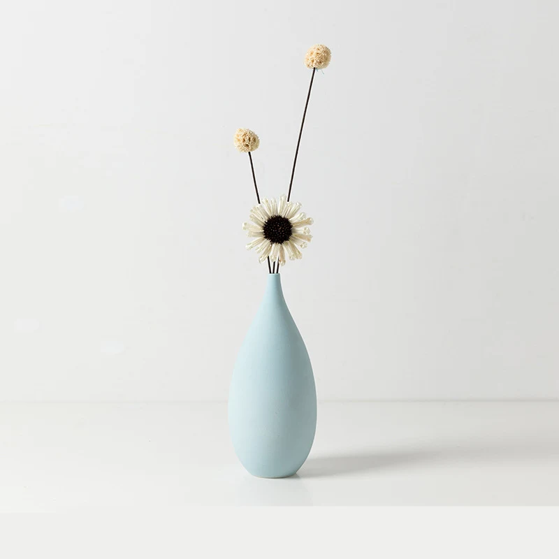 B and dried flowers Европейская керамическая ваза розовый синий желтый Макарон вазы настольная столешница Рабочая поверхность стола украшение сушеные цветы ваза украшение для дома - Цвет: B and dried flowers