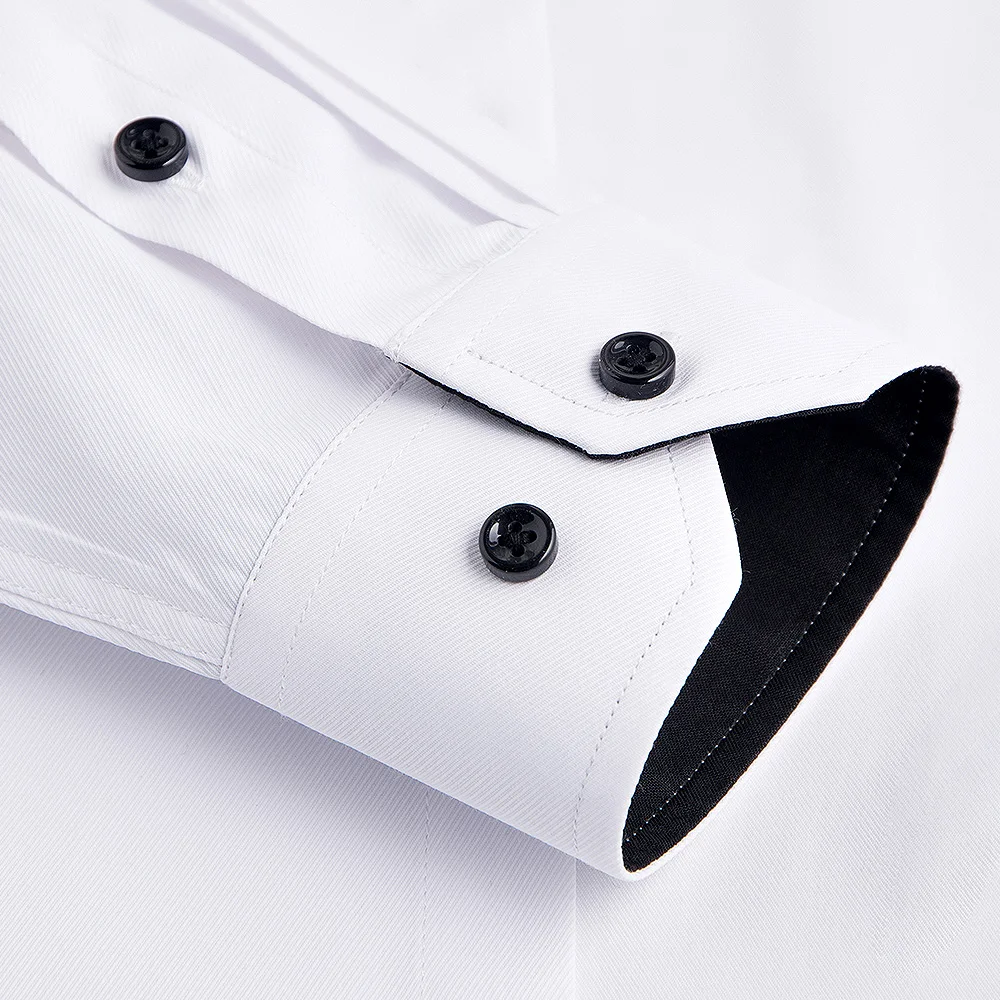 Саржевая Мужская классическая рубашка с длинным рукавом приталенная деловая - Фото №1