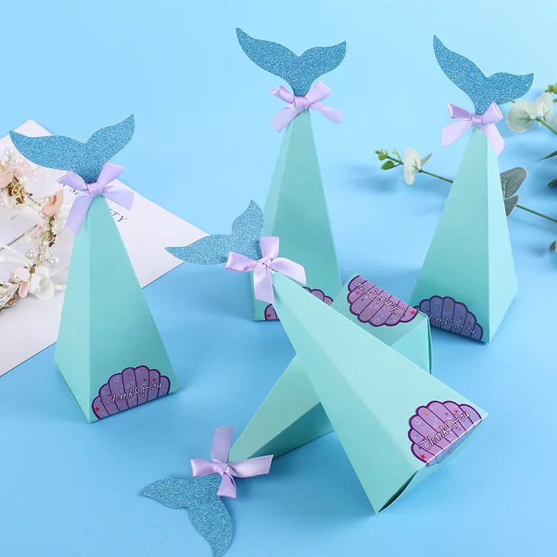 10 шт./упак. милый рыбий хвост лук конфеты коробки Baby Shower Свадьба День рождения