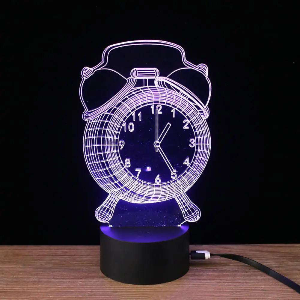 HobbyLane Будильник Форма 3D визуальная атмосфера LED ночник лампа USB настольные лампы с