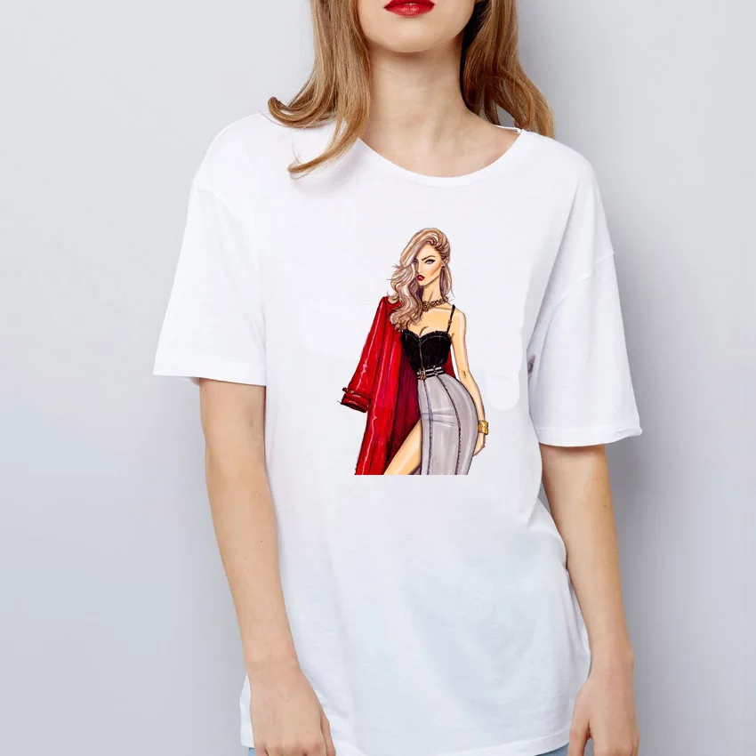 2019 летние женские футболки с рисунком Vogue для девочек топы коротким рукавом