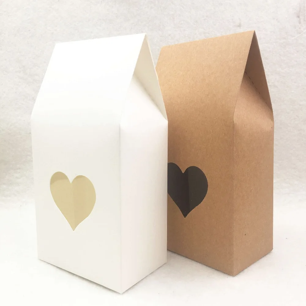 12 pcs 8x5x16cm kraft Bags/Boxes Paper stand up heart-shaped window for Gift/Jewelry/Food/Candy /Chocolates Gift Bags | Украшения и