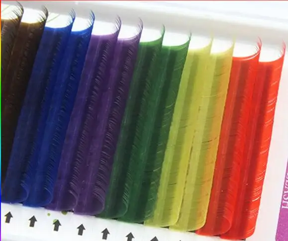 

12 рядов/набор 6 цветов натуральные накладные ресницы смешанные радужные 0,1 мм Разноцветные инструменты для макияжа