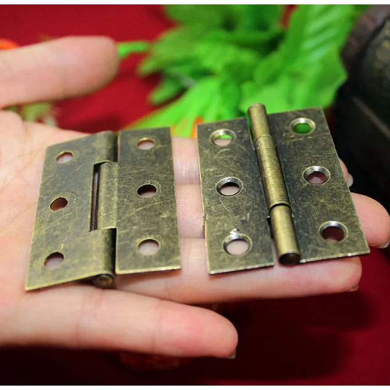 

12Pcs 50*33mm Bronze Tone Cabinet Door Luggage Hinge,6 Holes Decor,Furniture Decoration,Antique Vintage Old Style