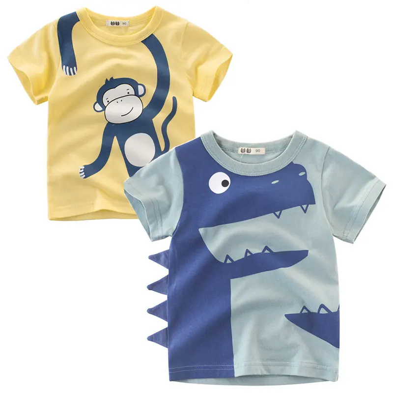 

Cartoon Print Baby Boys Dinosaur T Shirt For Summer Infant Kids Boys Girls Lion T-Shirts Clothes Cotton Toddler Letter Tops