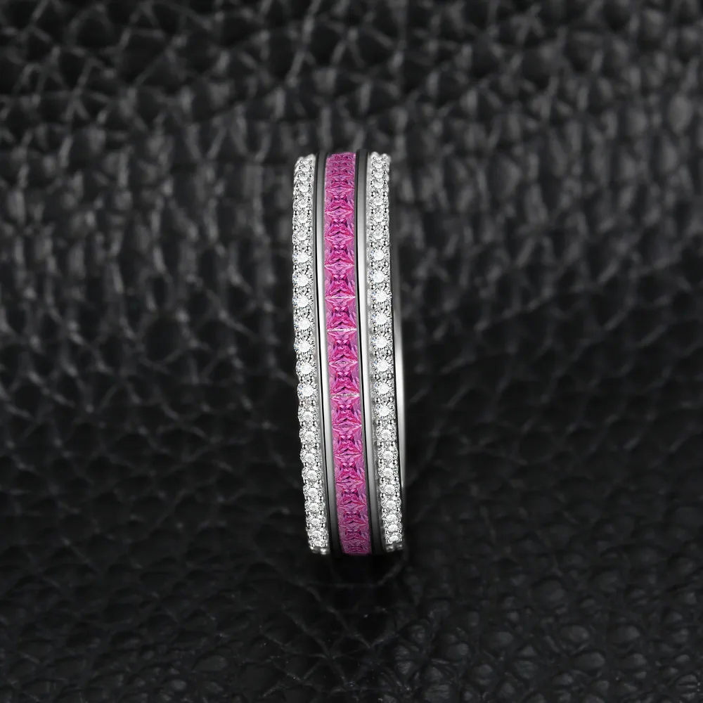JewelryPalace X Mark 0.8ct Princess Cut Created Pink Sapphires Rings Channle Sets Ring 925 Sterling Silver Gifts For Mom/Women | Украшения