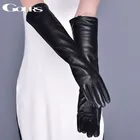 Женские перчатки Gours GSL083, черные перчатки из натуральной овечьей кожи с длинным сенсорным экраном, зима 2019