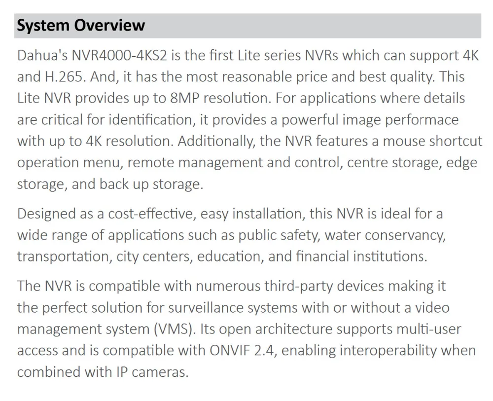 Английский DH NVR4104-4KS2 NVR4108-4KS2 NVR4116-4KS2 4/8/16 Ch Смарт 1U 4K H.265 NVR Сетевой Видео Регистраторы с логотипом