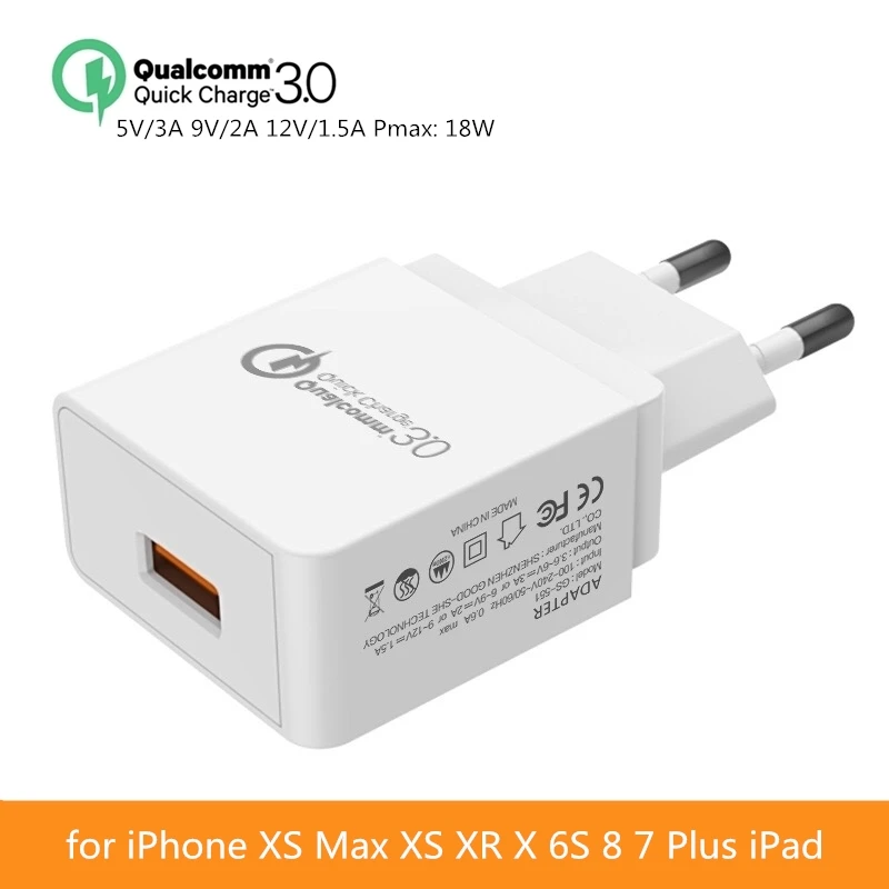 18 Вт Быстрая зарядка 3 0 USB зарядное устройство QC3.0 настенное для мобильного
