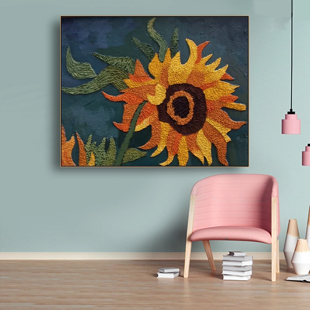 

Modern Abstract Sunflower Canvas Painting Garden Posters and Prints Wall Art Pictures for Living Room Decoration Home Decor
