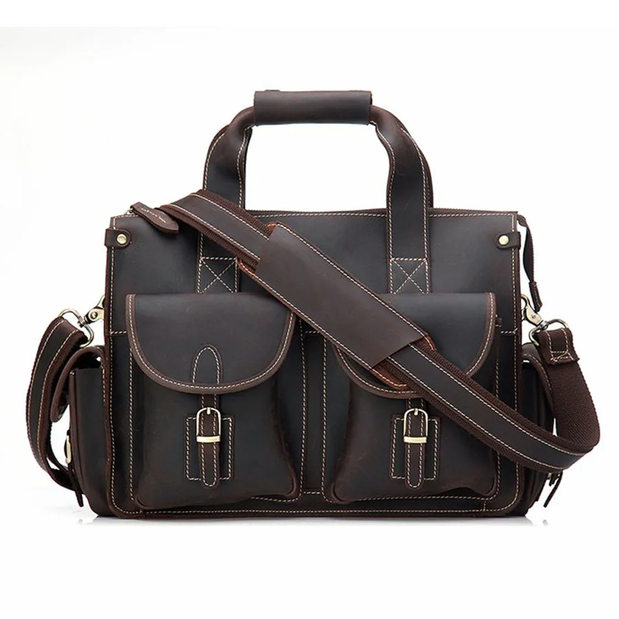 BOLEKE New Genuine Leather Men Business Bag Fashion Brand Shoulder Tote Messenger Causal Handbag 15"Laptop Briefcase Mal | Багаж и