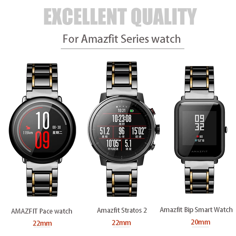 20 мм 22 керамический ремешок для часов AMAZFIT Pace/Amazfit Stratos 2 3 /Amazfit Bip Samsung Gear S3 Frontier
