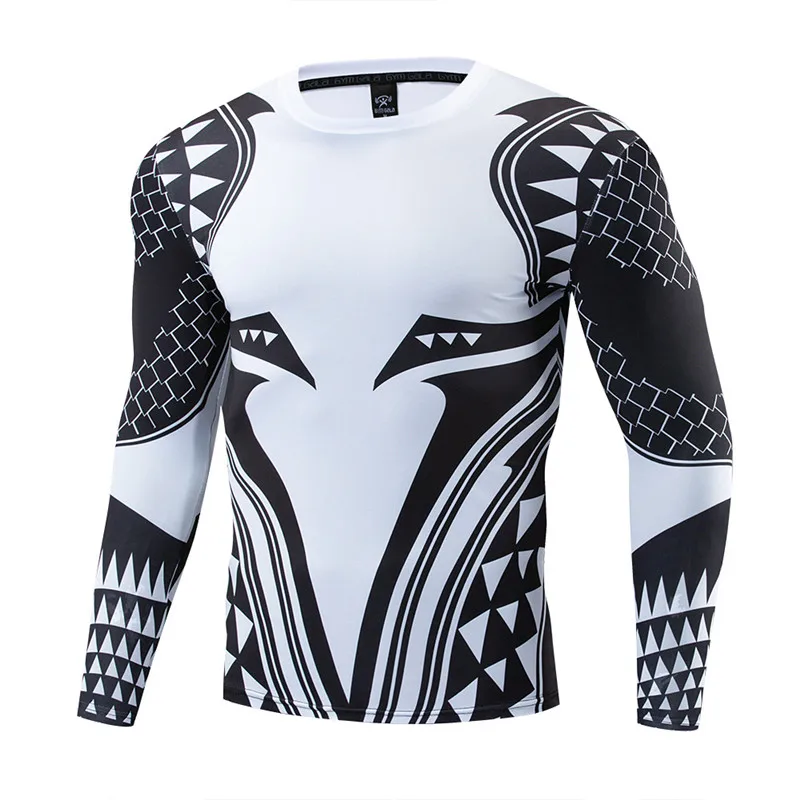 Горячая фитнес компрессионные для ММА рубашка аниме бодибилдинг с длинным