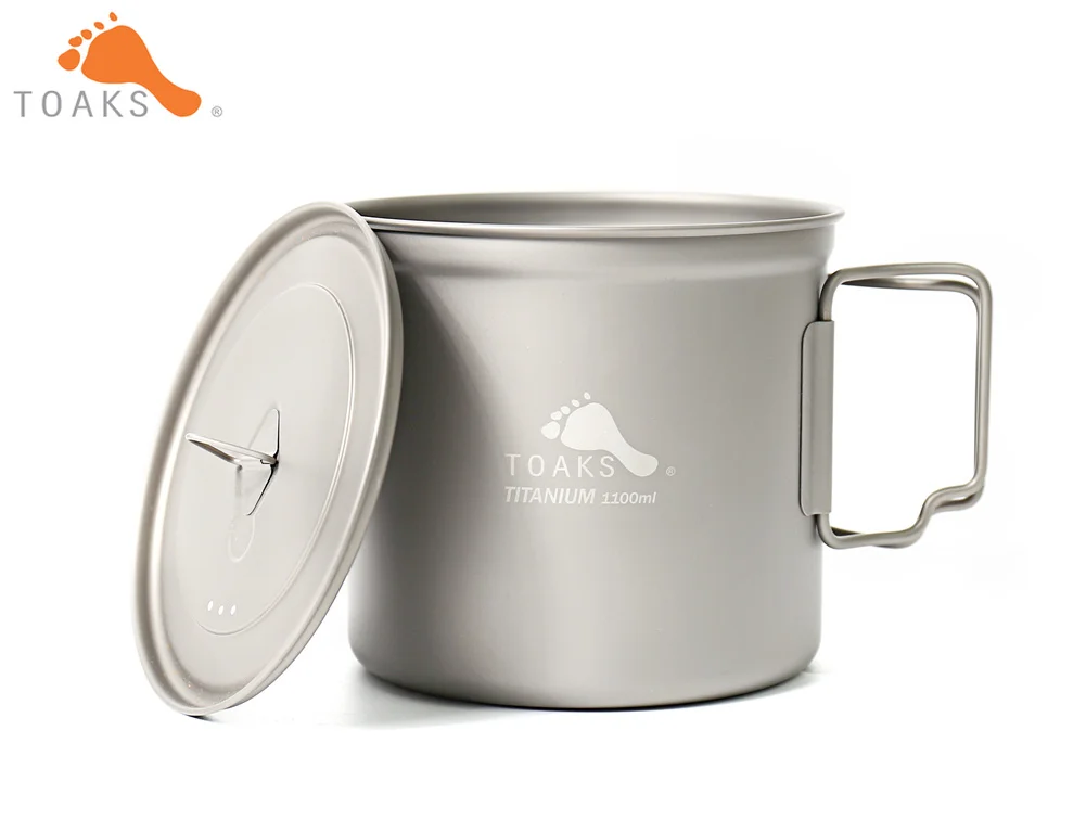 Кружка TOAKS POT 1100 из чистого титана Ультралегкая уличная кружка с крышкой и