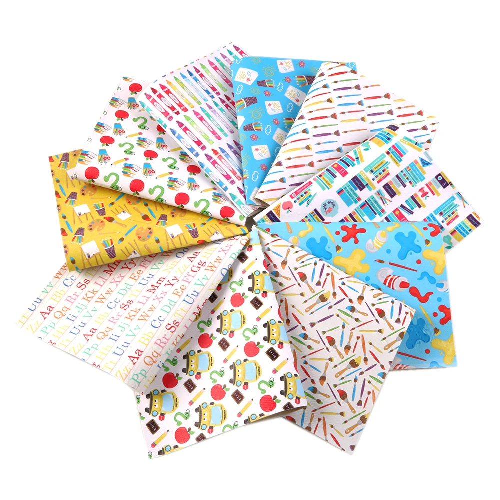 Дэвид аксессуары 10 шт./компл. 20*34 см Back to School искусственная Синтетическая кожа ткань, сделай сам, декоративные HairBow Сумки из натуральной кожи ремесла, 1Yc6447