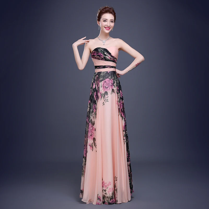 Недорогое короткое платье подружки невесты с цветочным принтом официальные