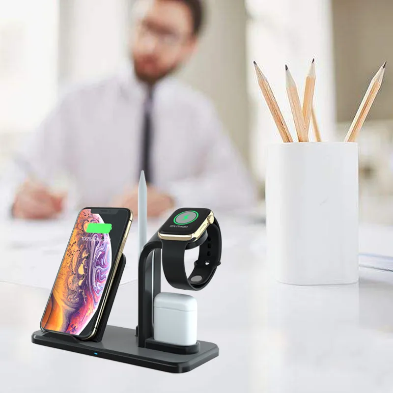 Быстрое беспроводное зарядное устройство док-станция для iPhone XS Airpods QI